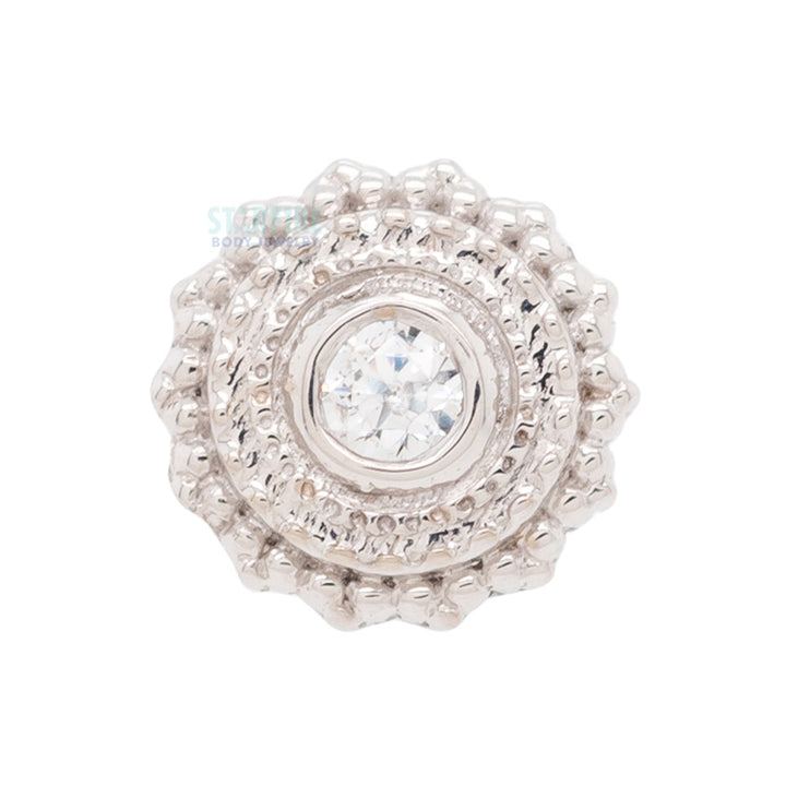 threadless: Round Afghan Pin in Gold with White CZ
