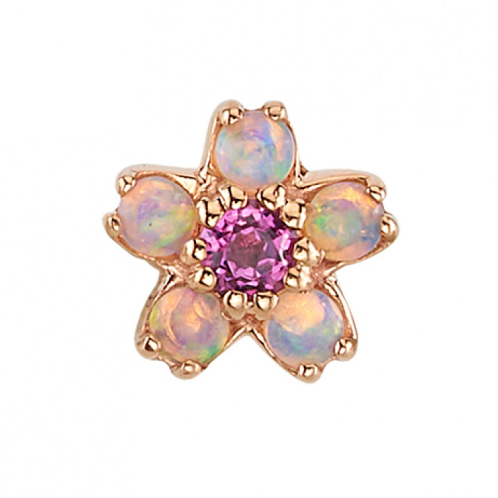 threadless: Cherry Blossom Pin in Gold with Genuine White Opals & Pink Tourmaline