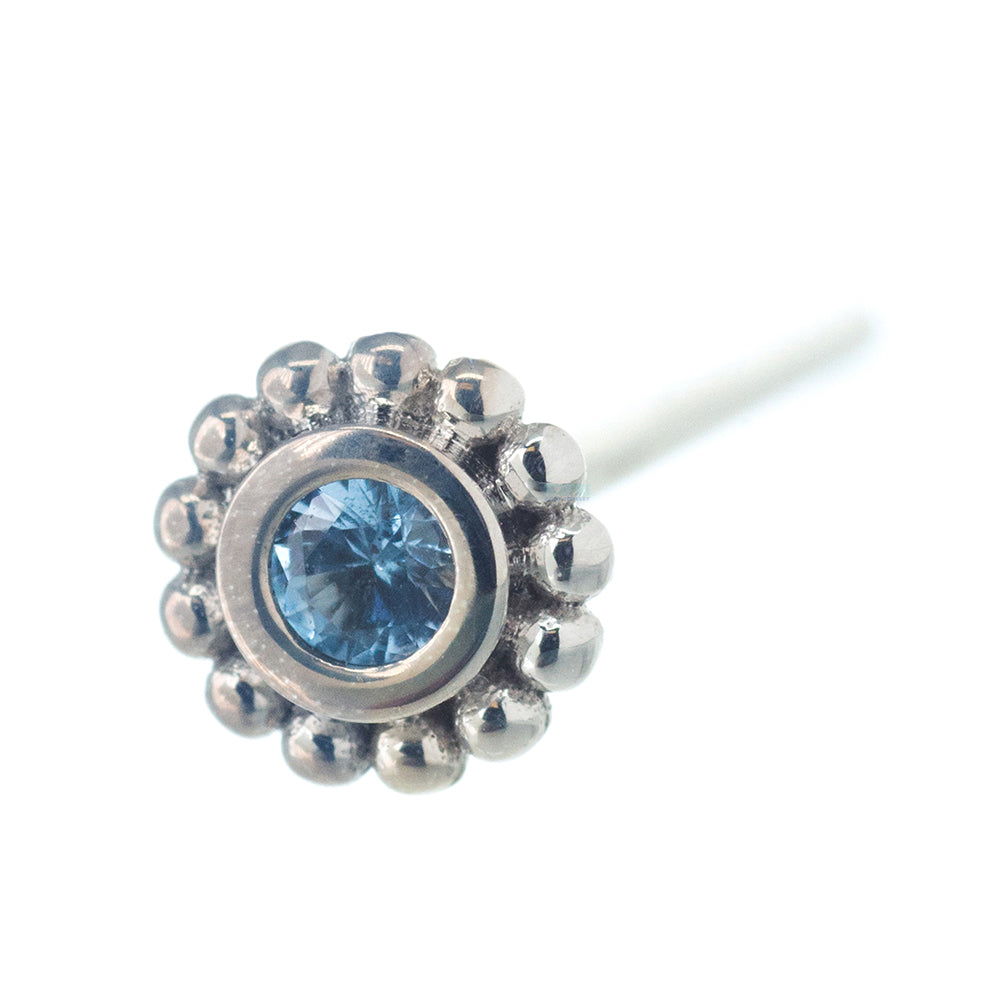 Beaded "Raine" Nostril Screw in Gold with Light Blue CZ