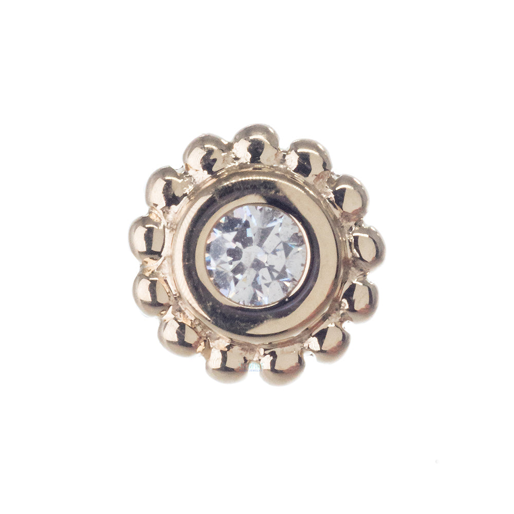 Beaded "Raine" Threaded End in Gold with White CZ