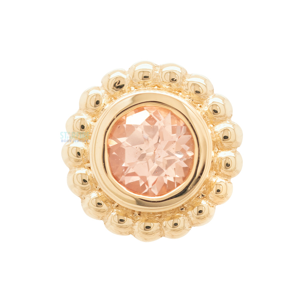 Beaded "Raine" Threaded End in Gold & Platinum with Champagne Sapphire