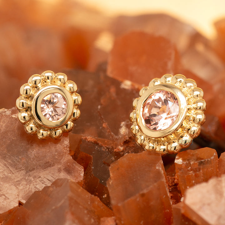 Beaded "Raine" Threaded End in Gold & Platinum with Champagne Sapphire