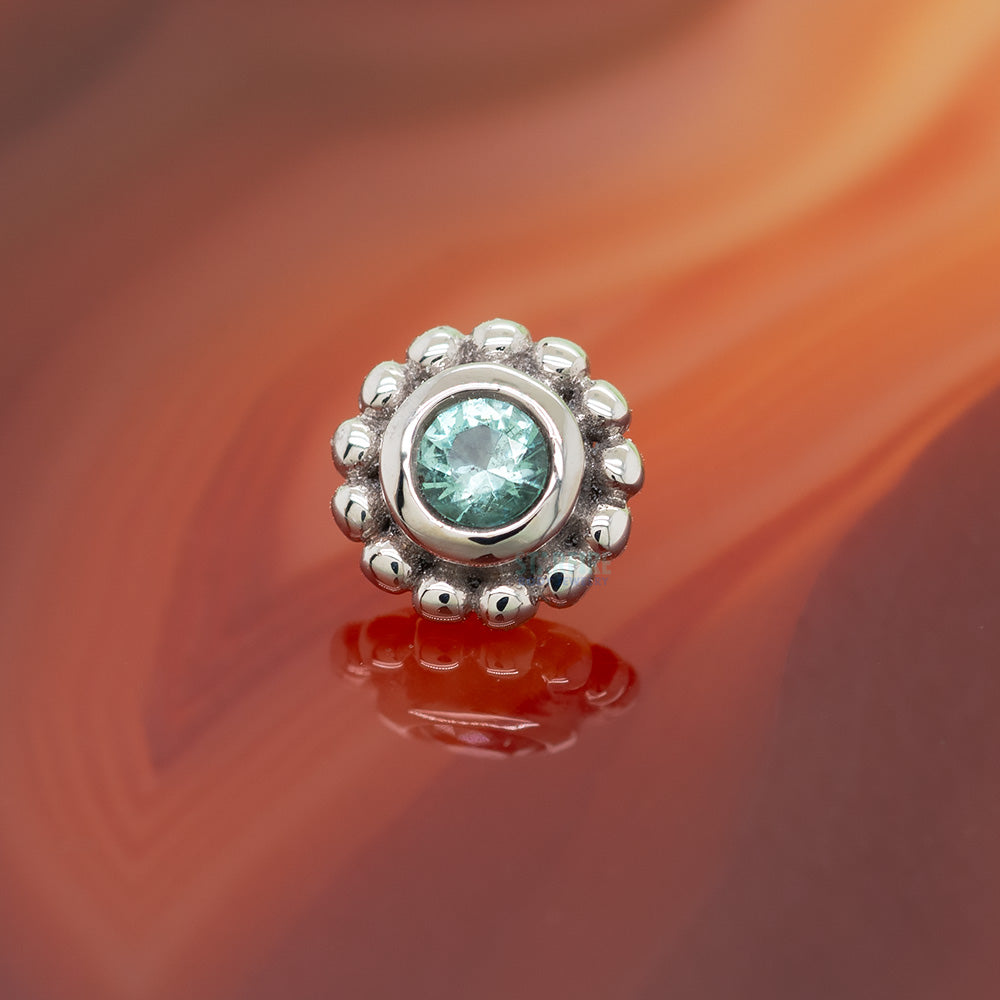 Beaded "Raine" Threaded End in Gold with Mint Beryl