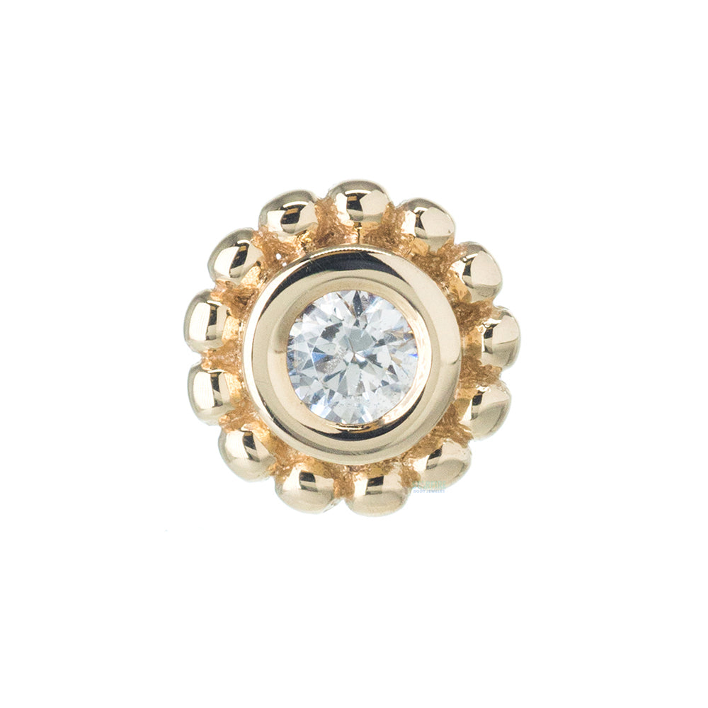 Beaded "Raine" Nostril Screw in Gold with White CZ