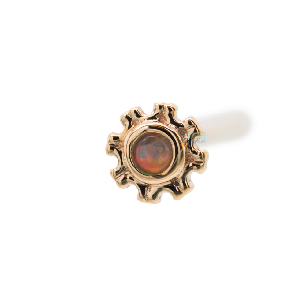 "Firenze" Nostril Screw in Gold & Platinum with Genuine White Opal