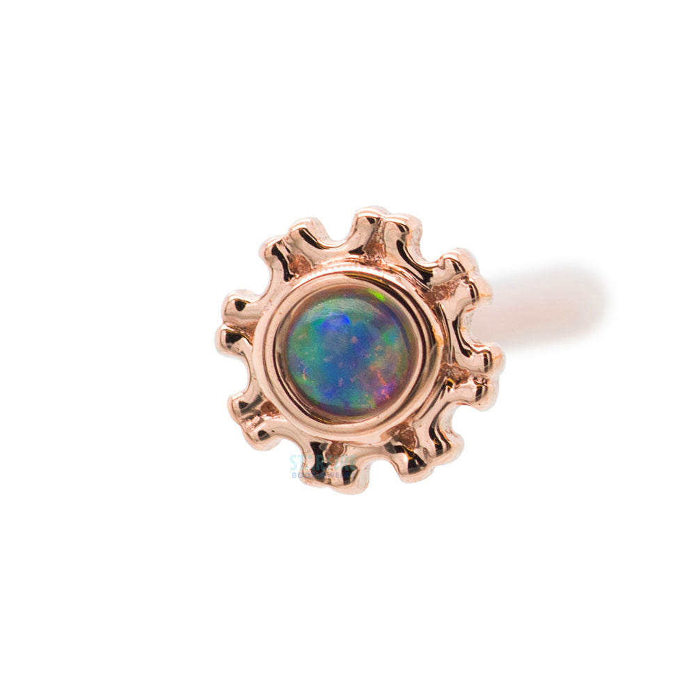 "Firenze" Nostril Screw in Gold & Platinum with Genuine White Opal