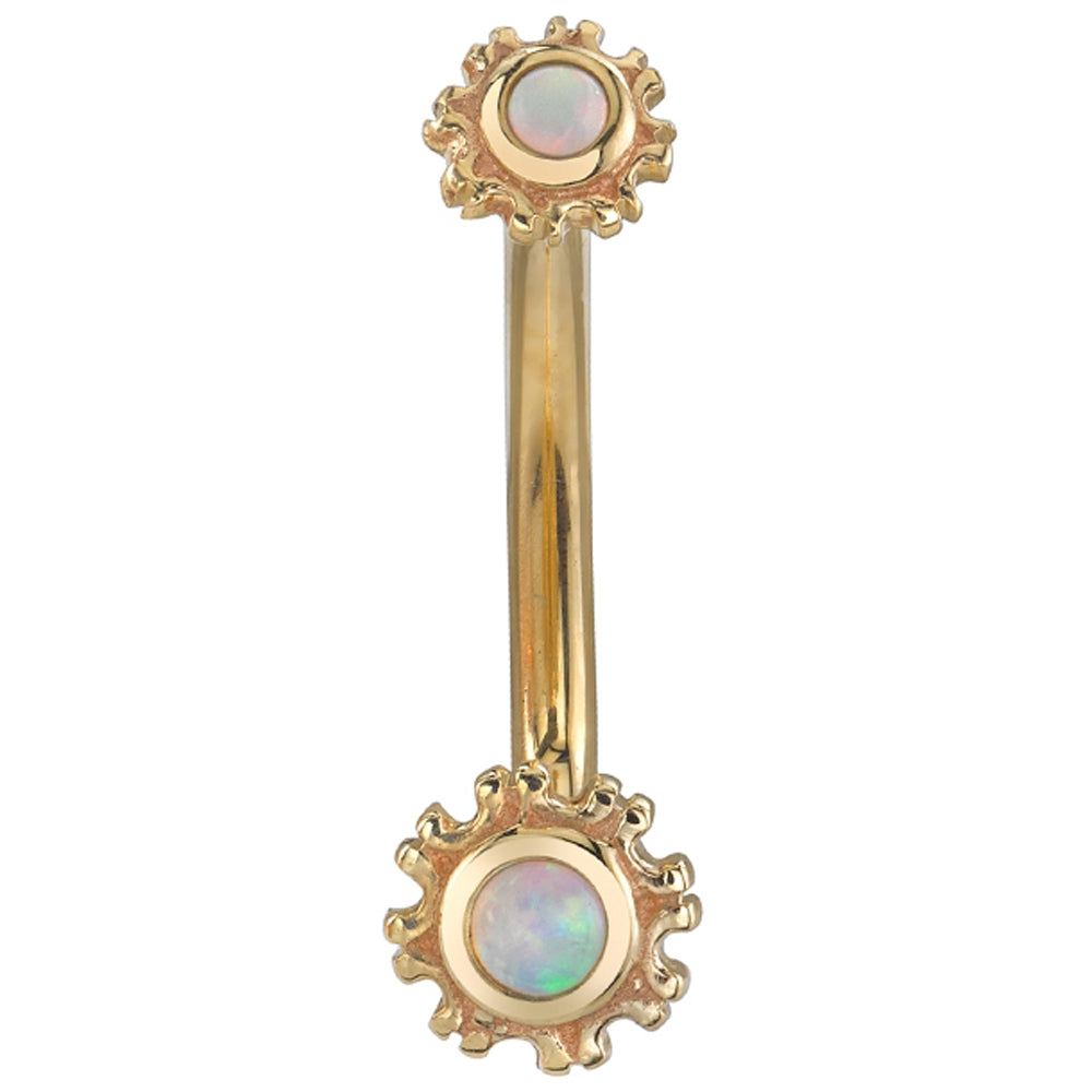 "Firenze" J Curve in Gold & Platinum with Genuine White Opals