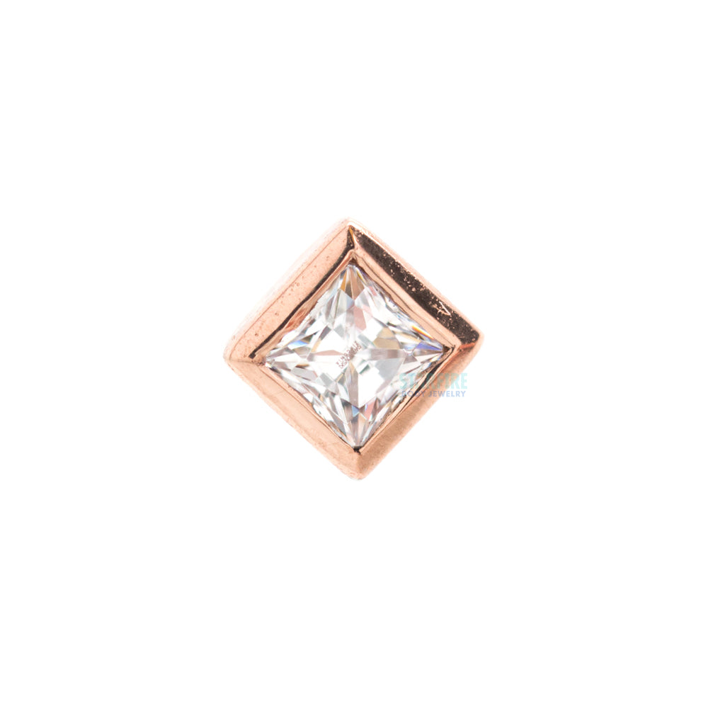 Princess Bezel Nostril Screw in Gold with CZ