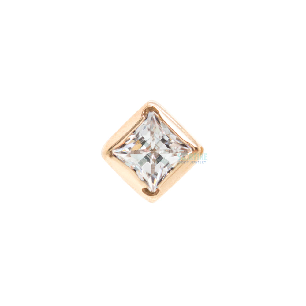 Princess Bezel Nostril Screw in Gold with CZ