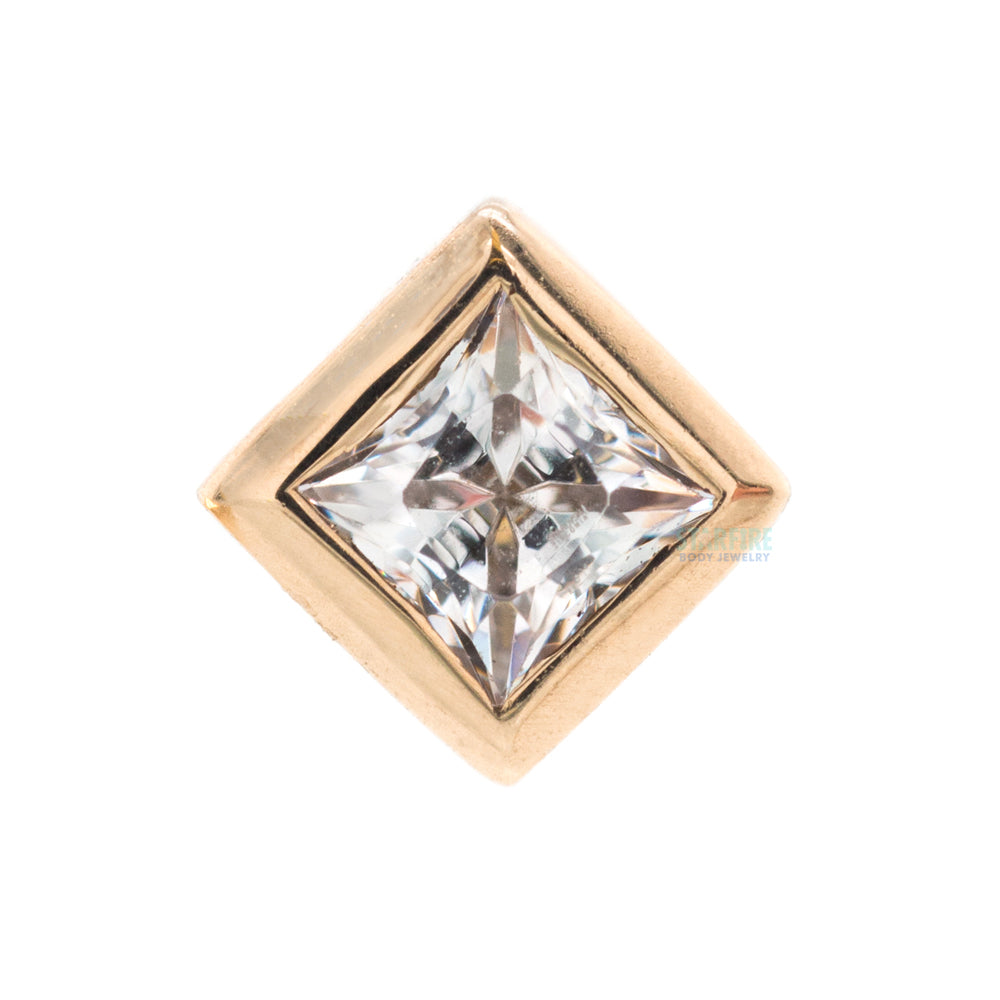 Princess Bezel Nostril Screw in Gold with CZ