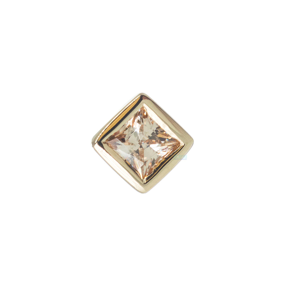 Princess Bezel Nostril Screw in Gold with CZ
