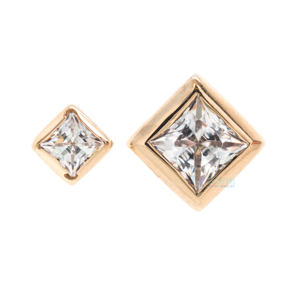 Princess Bezel Nostril Screw in Gold with CZ