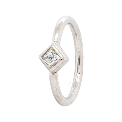 Princess Fixed Bezel Seam Ring (FBR) in Gold with White CZ