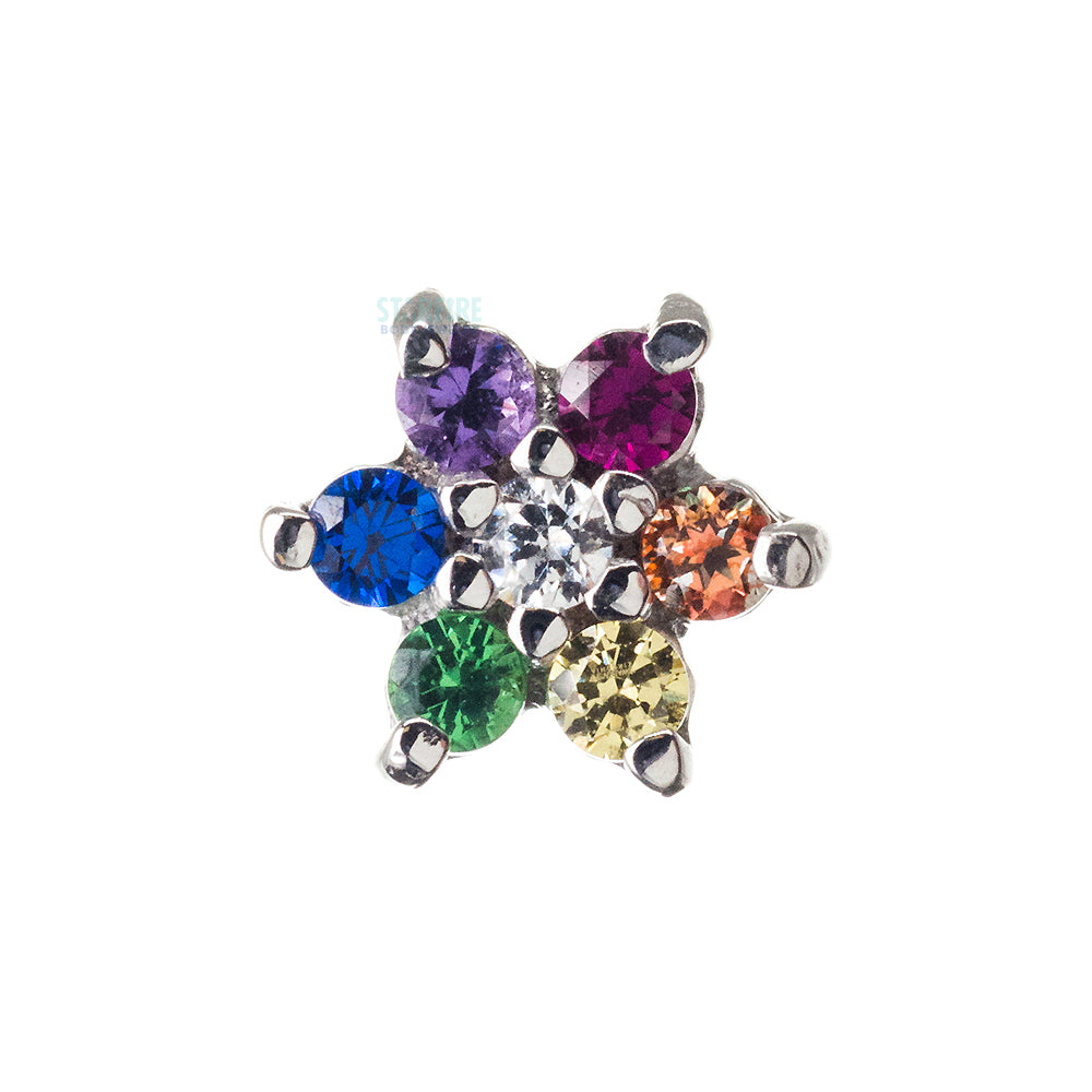 threadless: Flower #2 Pin in Gold with Rainbow CZ's & White CZ