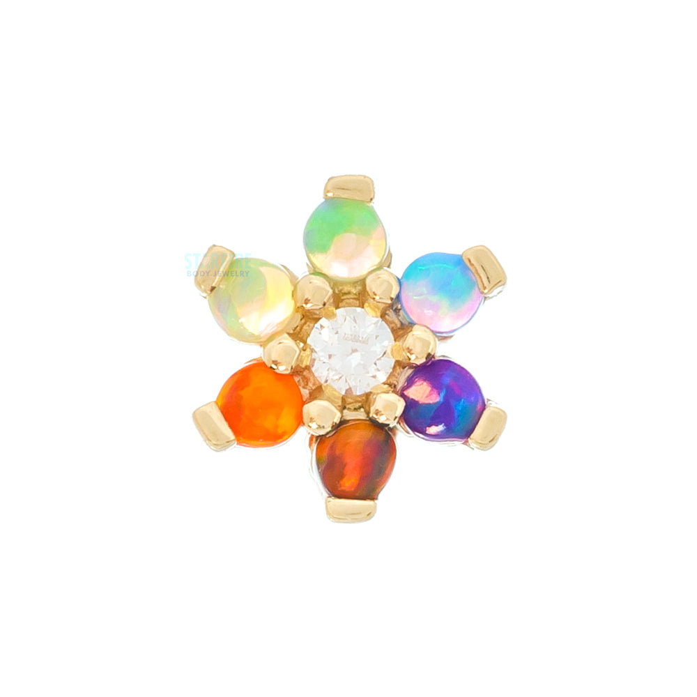 threadless: Flower #2 Pin in Gold with Rainbow Opals & White CZ