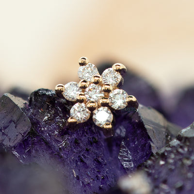 Flower #2 Threaded End in Gold with DIAMONDS