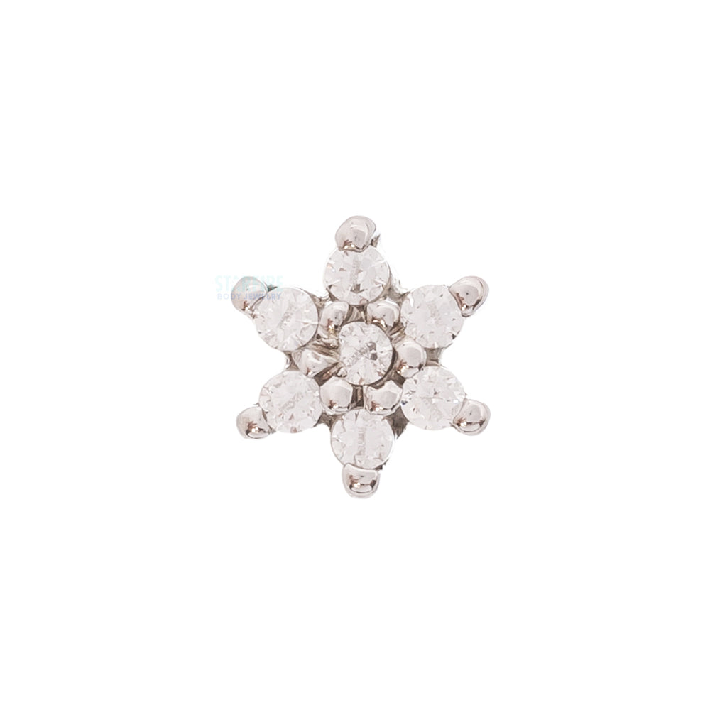 Flower #2 Nostril Screw in Gold with White CZ's