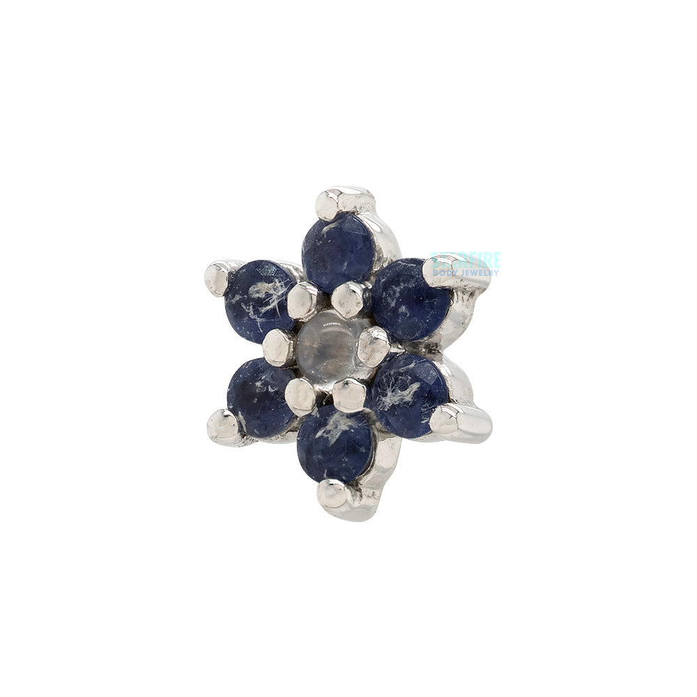 Flower #2 Threaded End in Gold with Iolite & Rainbow Moonstone