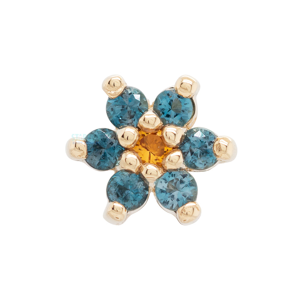 Flower #2 Threaded End in Gold with London Blue Topaz & Citrine