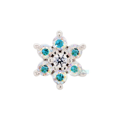 Flower #2 Threaded End in Gold with Mercury Mist Topaz & White CZ