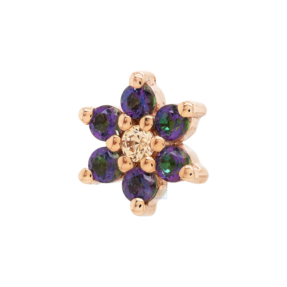 Flower #2 Threaded End in Gold with Mystic Topaz & Champagne CZ