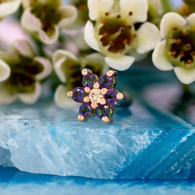 Flower #2 Threaded End in Gold with Mystic Topaz & Champagne CZ