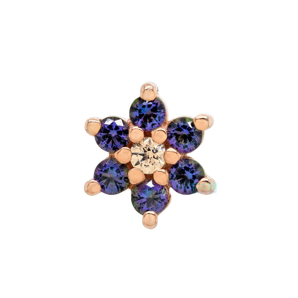 threadless: Flower #2 Pin in Gold with Mystic Topaz & Champagne CZ