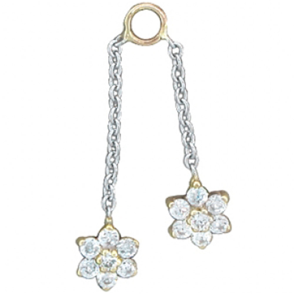 Flower #2 Chain Charm in Gold with White CZ's