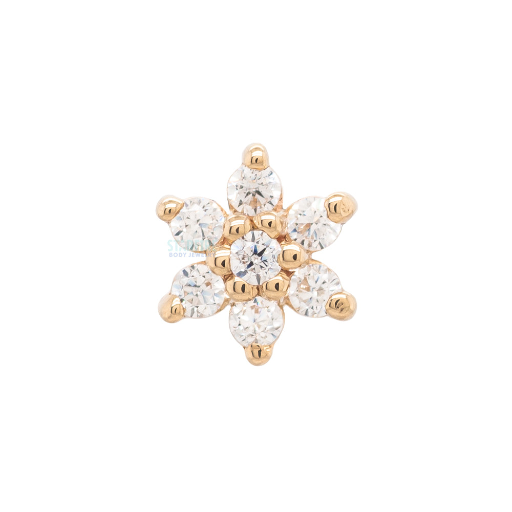 threadless: Flower #2 Pin in Gold with White CZ's