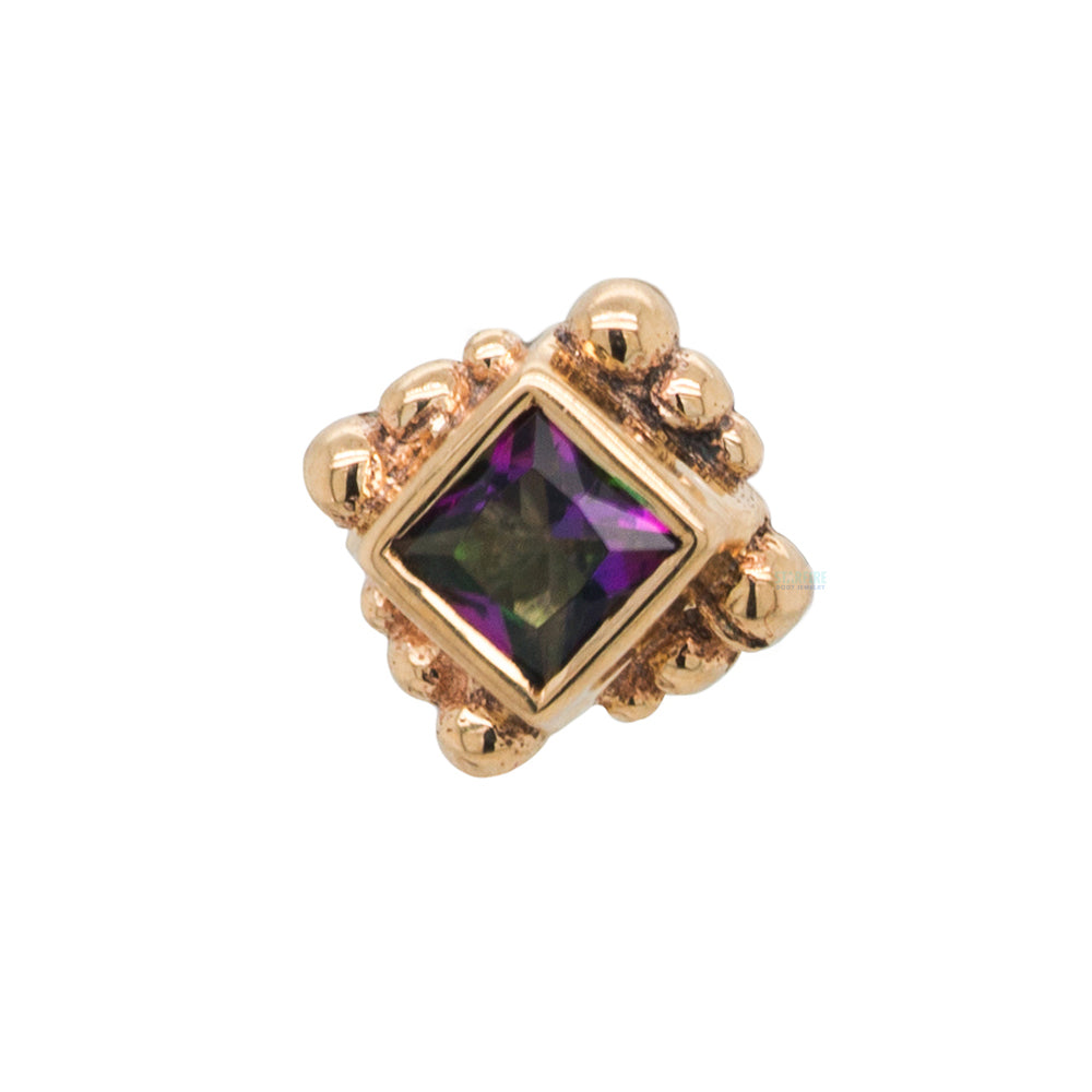 Beaded Princess Threaded End in Gold with Mystic Topaz