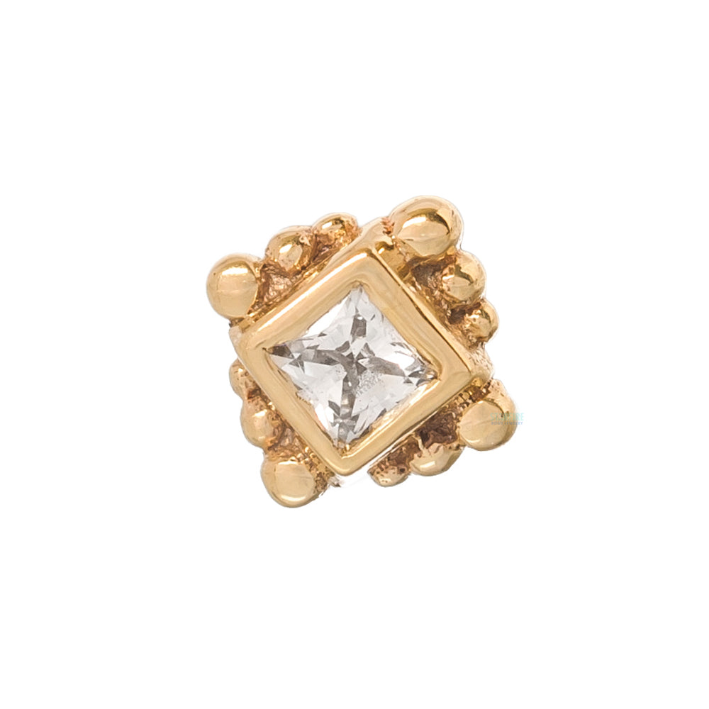 Beaded Princess Threaded End in Gold with White CZ