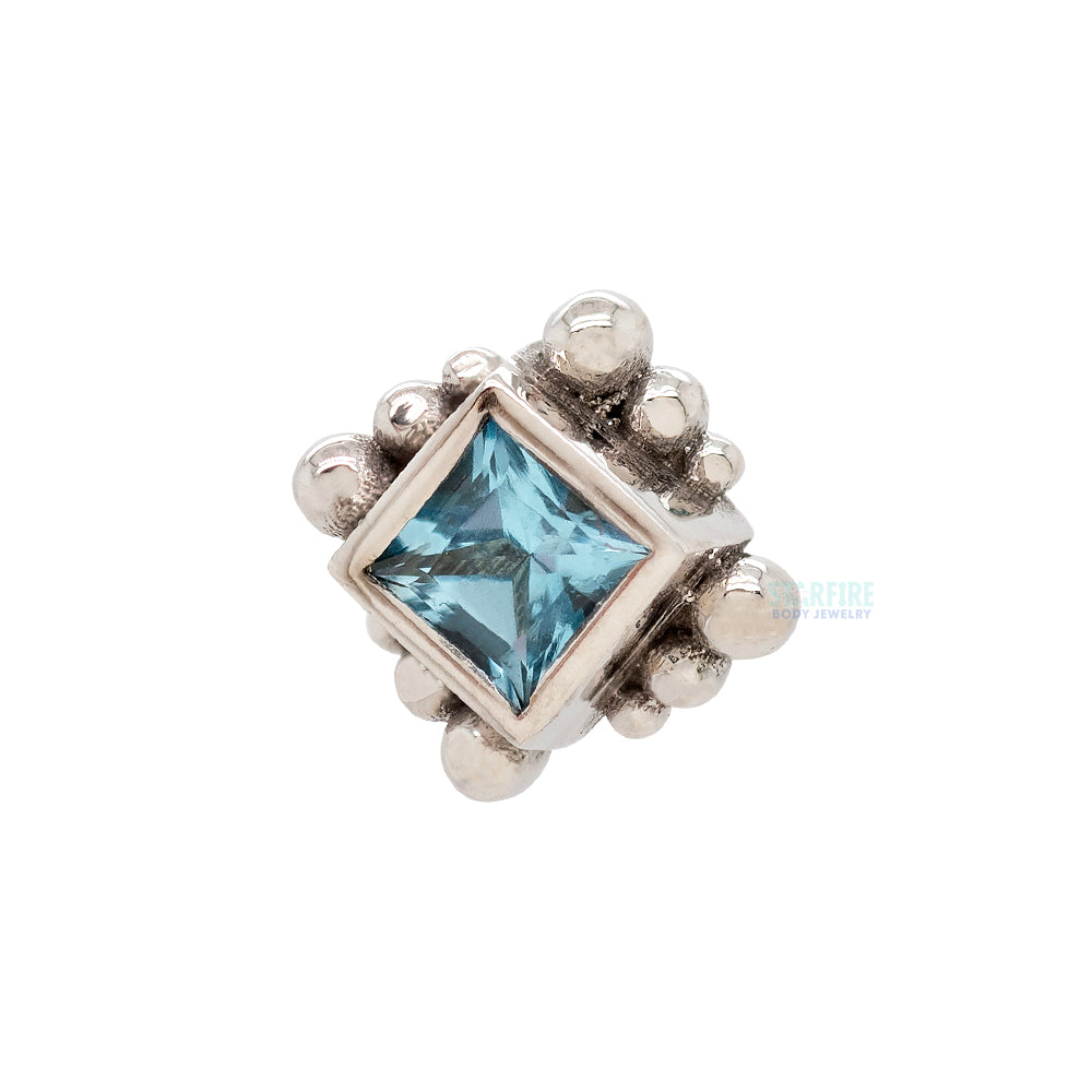 Beaded Princess Threaded End in Gold with Swiss Blue Topaz