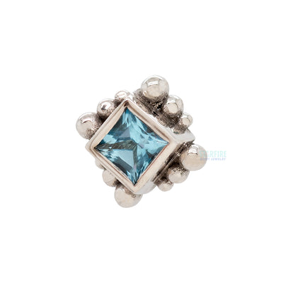 Beaded Princess Threaded End in Gold with Swiss Blue Topaz