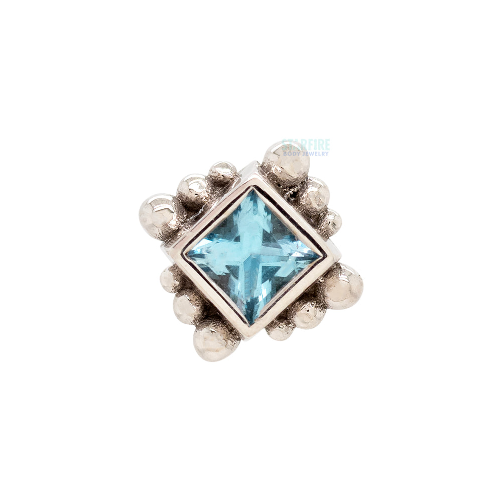 Beaded Princess Threaded End in Gold with Swiss Blue Topaz