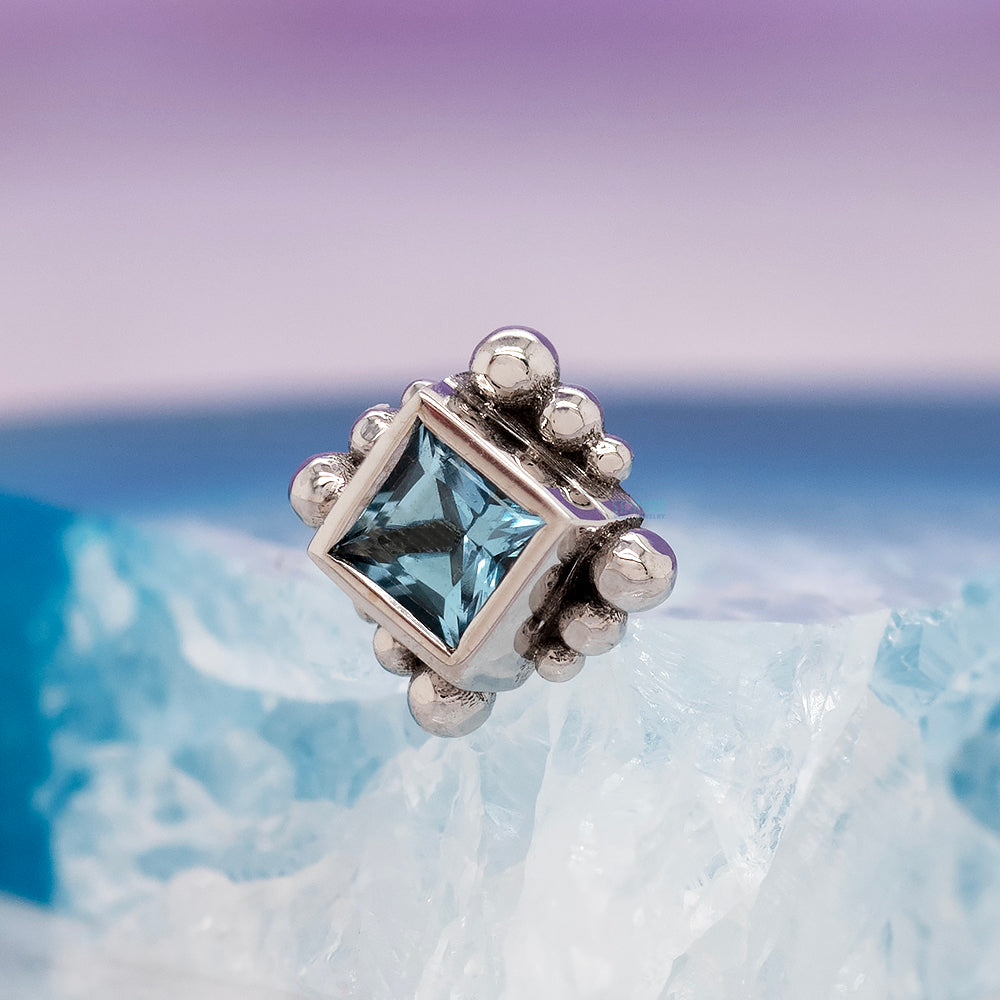 threadless: Beaded Princess Pin in Gold with Swiss Blue Topaz