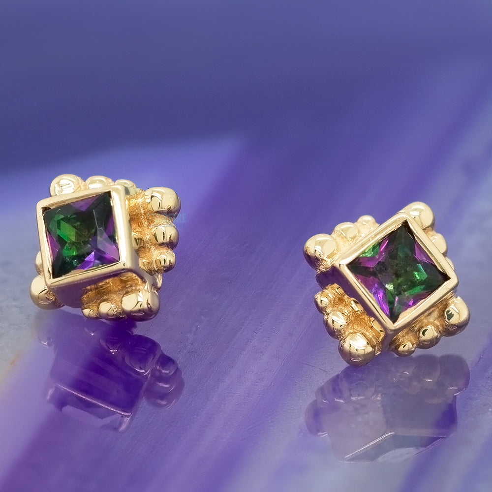 Beaded Princess Threaded End in Gold with Mystic Topaz