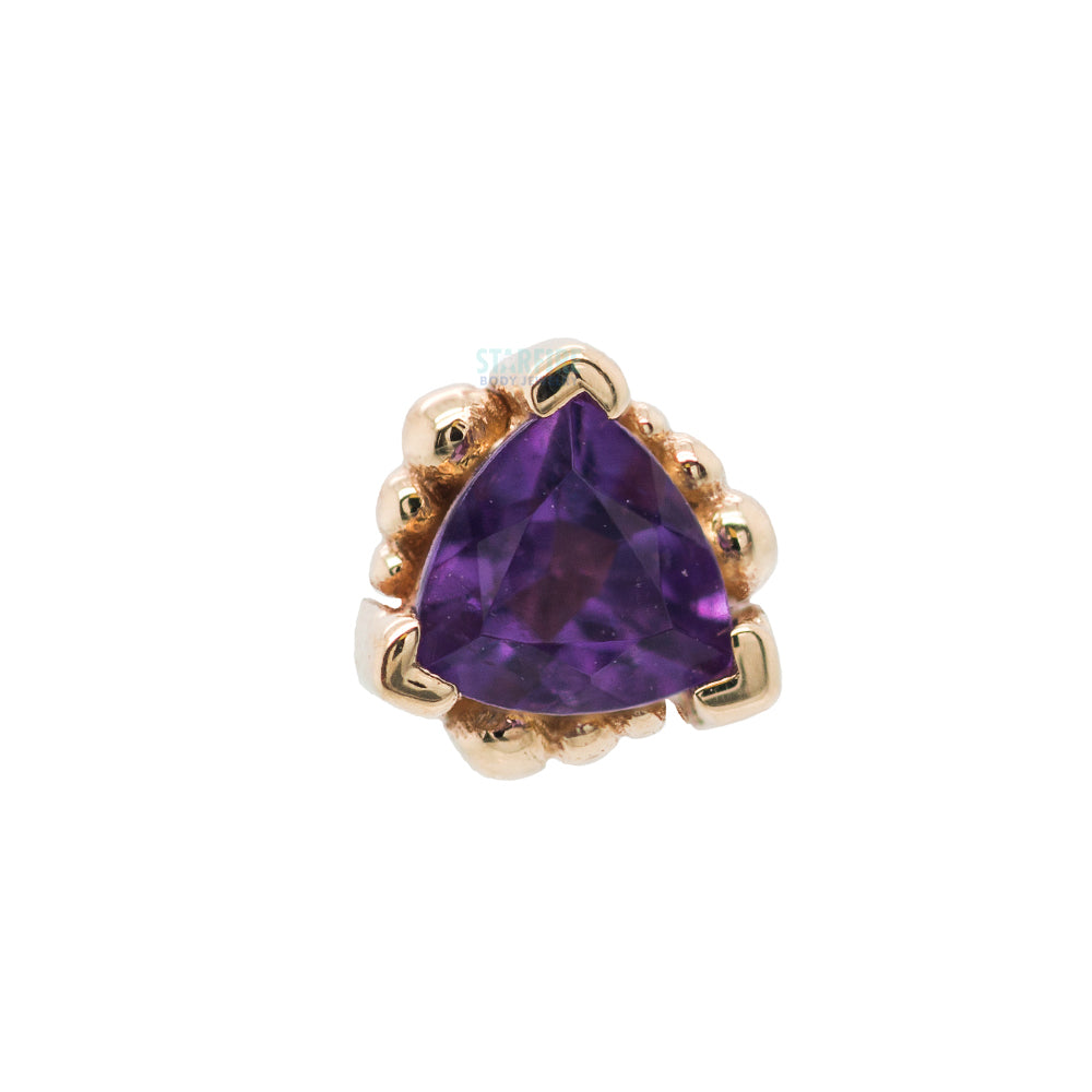 Beaded Trillion Threaded End in Gold with Amethyst