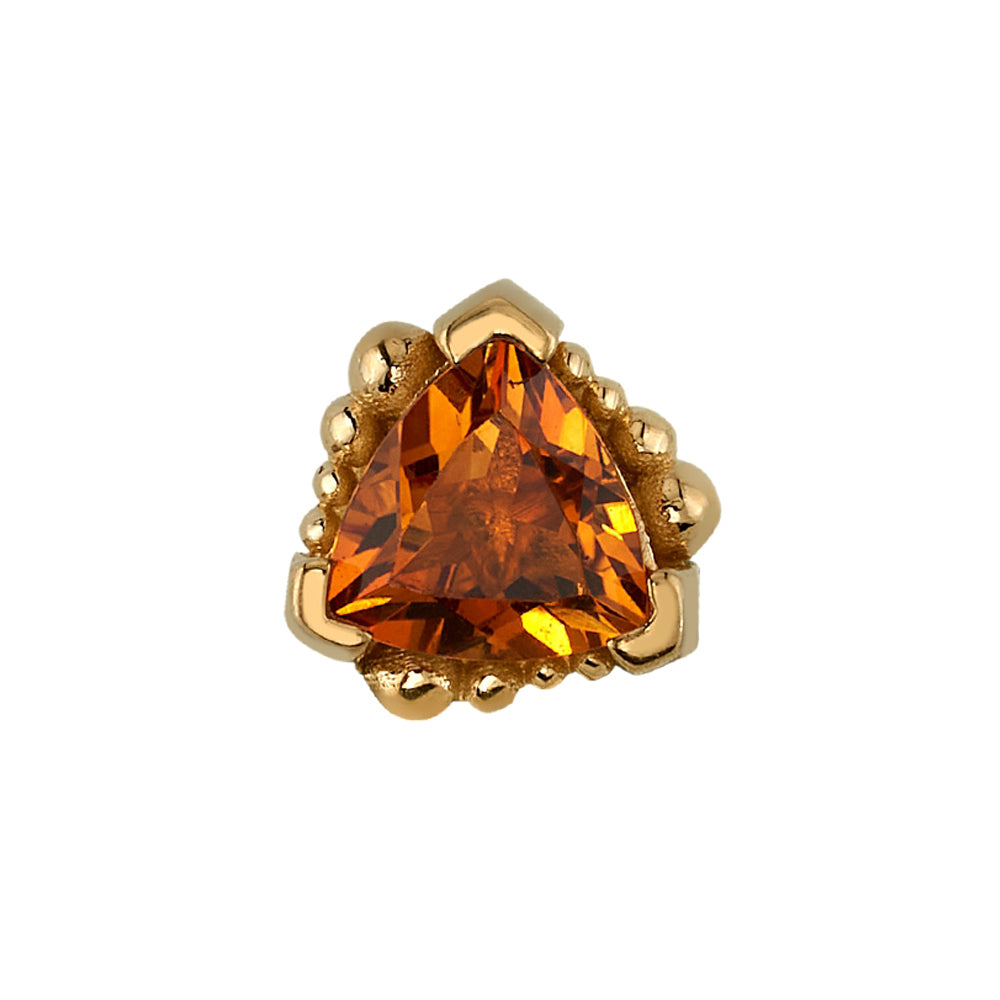 Beaded Trillion Threaded End in Gold with Madeira Citrine