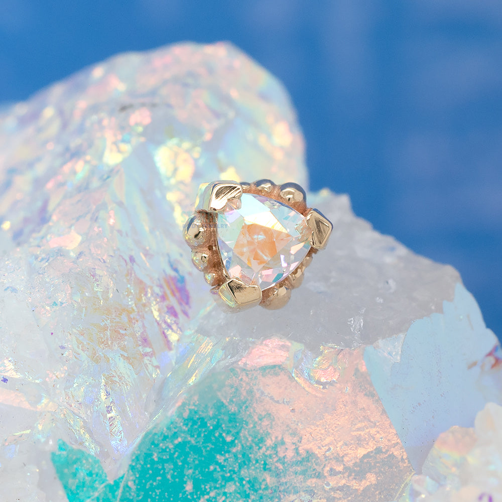 Beaded Trillion Threaded End in Gold with Mercury Mist Topaz