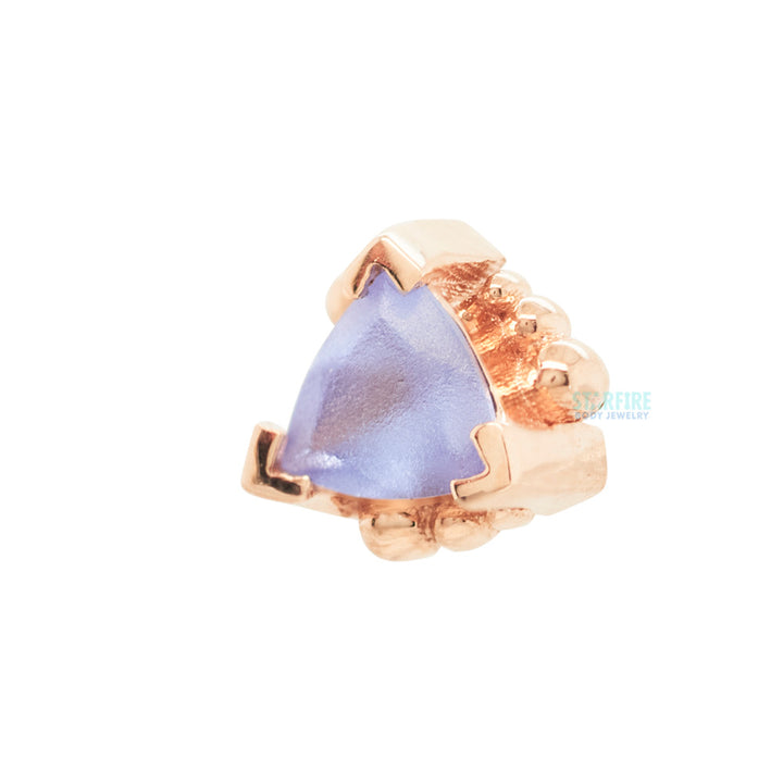 Beaded Trillion Threaded End in Gold with Sandblasted Tanzanite