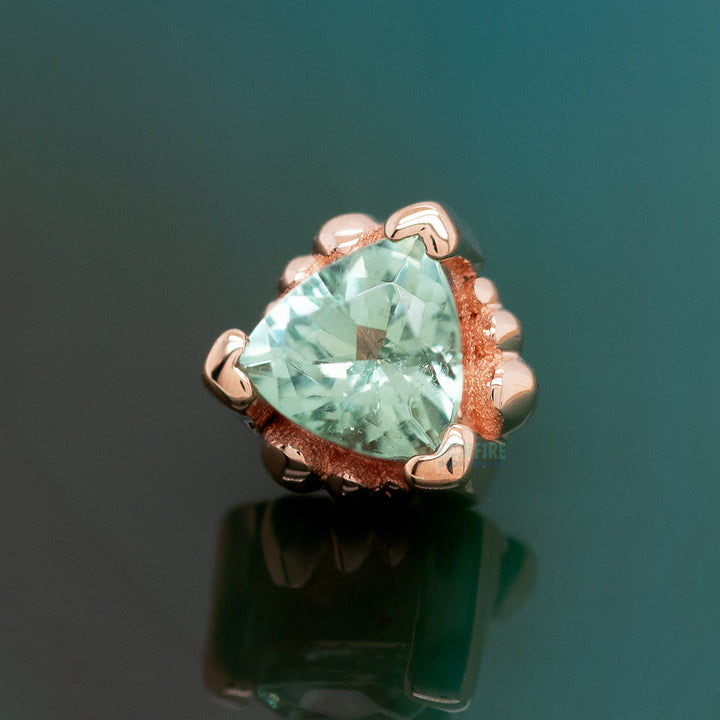 Beaded Trillion Threaded End in Gold with Seafoam Tourmaline