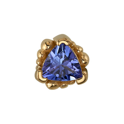 Beaded Trillion Threaded End in Gold with Tanzanite