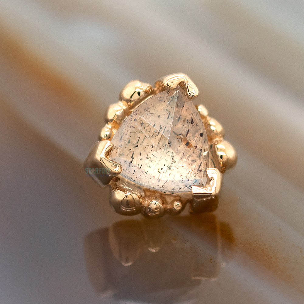 Beaded Trillion Threaded End in Gold with Rose Cut Labradorite