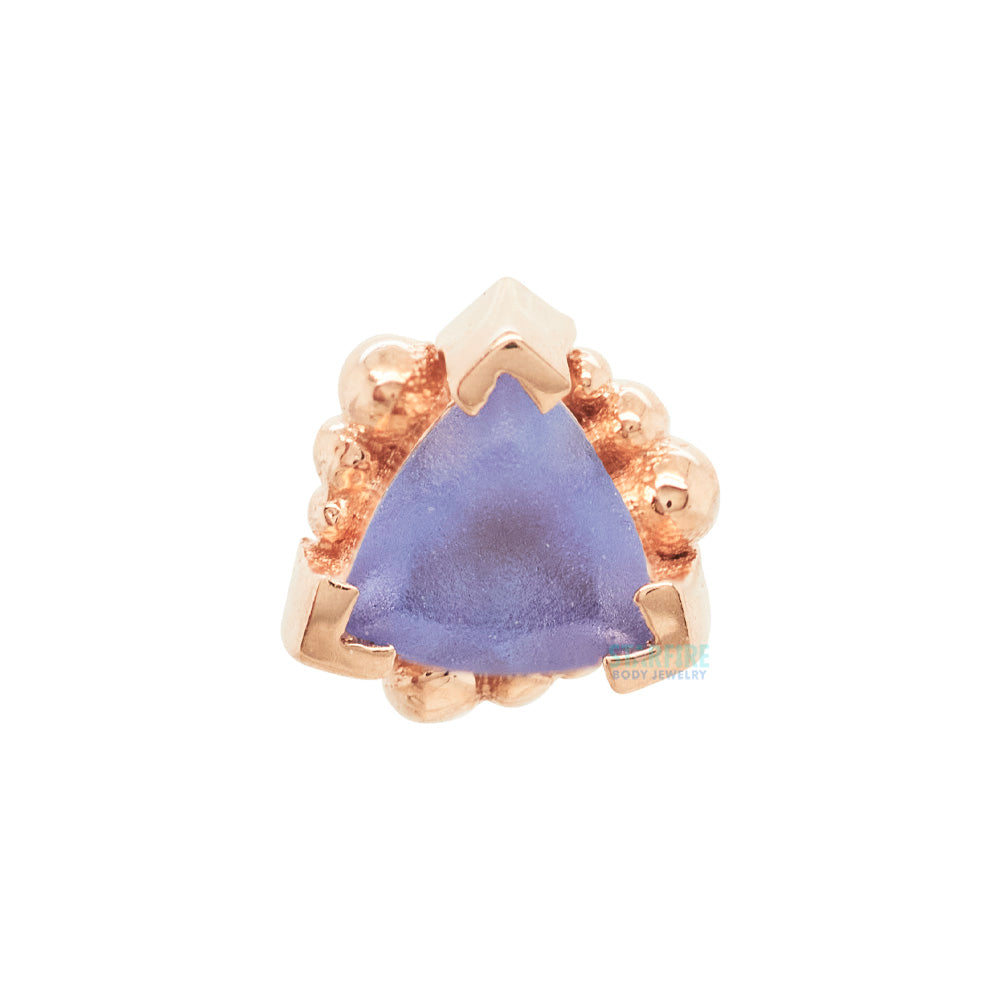 threadless: Beaded Trillion with Sandblasted Tanzanite Pin in Gold