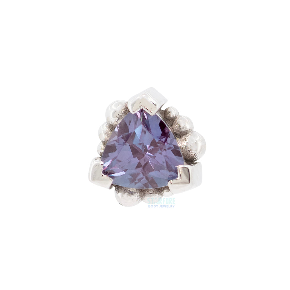 threadless: Beaded Trillion with Chatham Alexandrite Pin in Gold & Platinum
