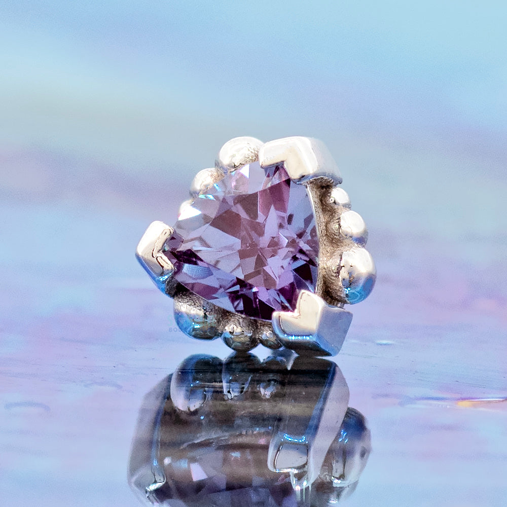 threadless: Beaded Trillion with Chatham Alexandrite Pin in Gold & Platinum