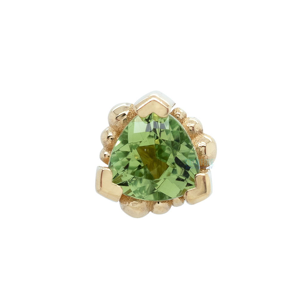 Beaded Trillion Threaded End in Gold with Seafoam Tourmaline