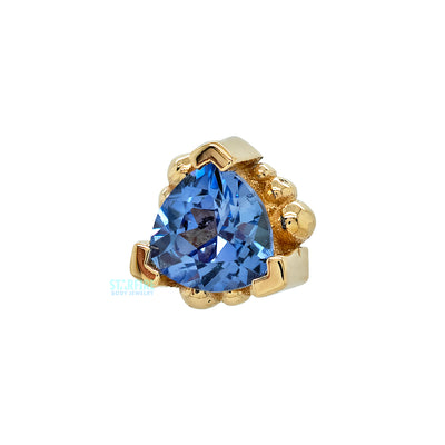 Beaded Trillion Threaded End in Gold with Tanzanite