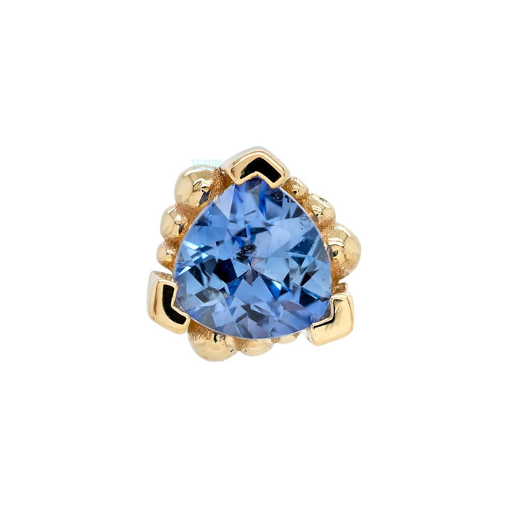 Beaded Trillion Threaded End in Gold with Tanzanite