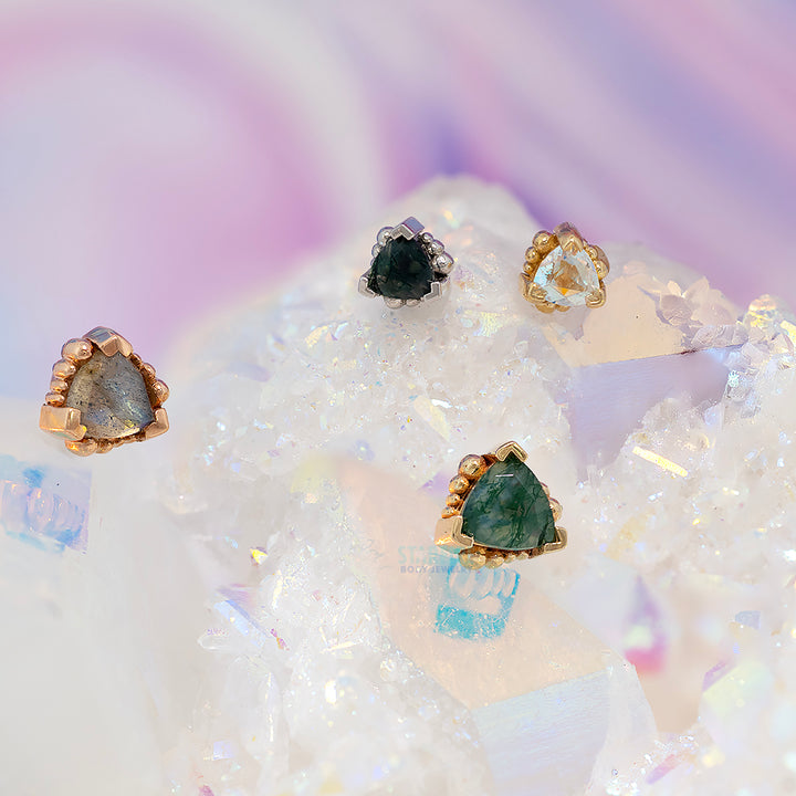 threadless: Beaded Trillion with DIAMOND Pin in Gold